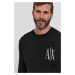 Vlnený sveter Armani Exchange pánsky, čierna farba, ľahký