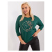 Navy green plus size blouse with rhinestones