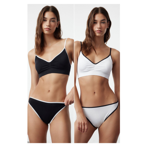 Trendyol Black-White 2 Pack Seamless Brazilian Knitted Panties