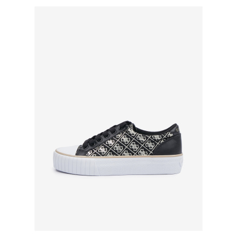 Black Womens Patterned Sneakers Guess Nortin - Women