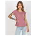 Women's basic T-shirt with round neckline - pink