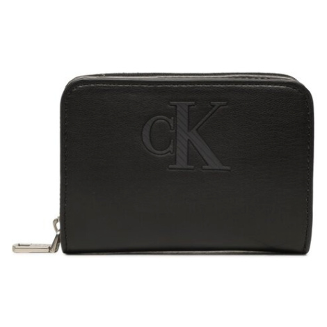 Calvin Klein Jeans Malá dámska peňaženka Sleek Med Zip Around Solid K60K610354 Čierna