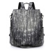 Miss Lulu Čierno-biely kožený ruksak s príveskom 2v1 „Classic“ 11L