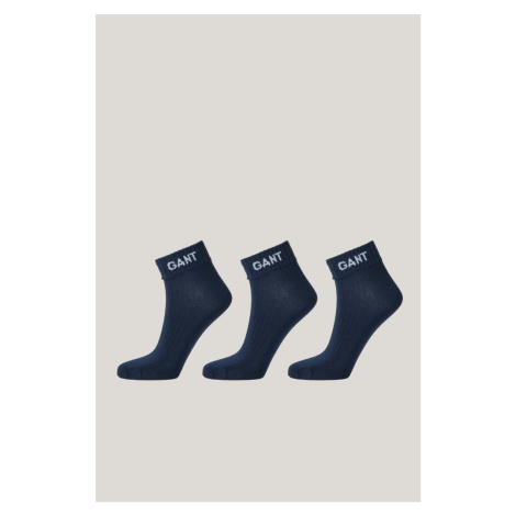 PONOŽKY GANT LOGO ANKLE SOCKS 3-PACK EVENING BLUE