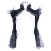 tričko gotický and punk DEVIL FASHION Black Swan Gothic Shawl with Faux Fur Čierna