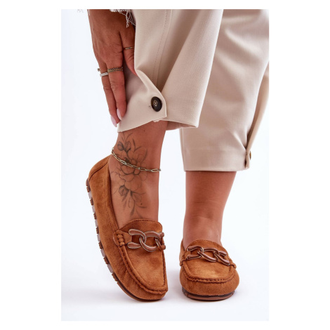 Women's Suede Moccasins with Flat Sole Appia Brown