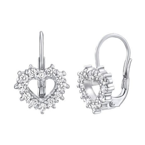 Silvego Strieborné náušnice srdiečka so Swarovski Zirconia SILVEGO31969S