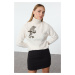 Trendyol Ecru Couple Soft Texture Embroidered Knit Sweater