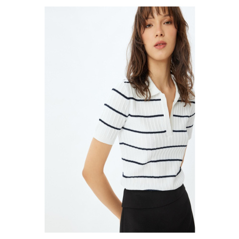 Koton Navy Blue Striped Women's Sweater