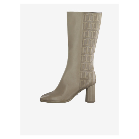 Beige leather high heel boots Tamaris - Women