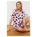 Trendyol Pink Heart Viscose Woven Pajamas Set