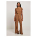 Women's jumpsuit with wide legs in dark taupe design