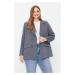 Trendyol Curve Gray Double Closure Woven Blazer Jacket