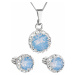 Sada šperkov s krištálmi Swarovski náušnice,retiazka a prívesok modré opálové okrúhle 39352.7