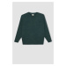 DEFACTO Boy's Khaki Crew Neck Basic Plain Knitwear Sweater