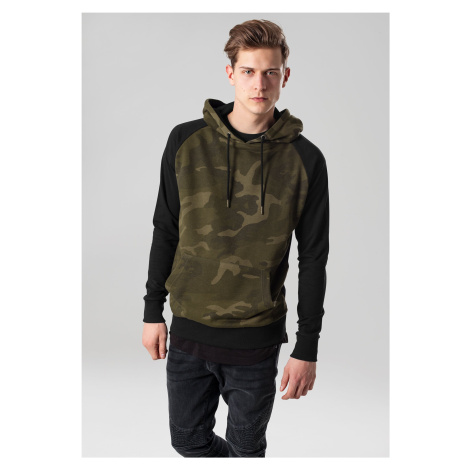 Camo Contrast Raglan Hoody olive camo/blk Urban Classics