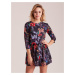 Black dress with colorful floral pattern