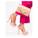 Originálne ružové dámske sandále na ihličkovom podpätku