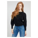 Black Ladies Sweater with Guess Front Logo Embroidery Comfort Fit - Women