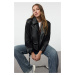 Trendyol Black Regular Faux Leather Biker Jacket Coat