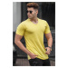 Madmext Basic V-Neck Yellow T-Shirt 5281