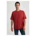 DEFACTO Oversize Wide Pattern Crew Neck Short Sleeve Basic Plain Heavy Fabric T-Shirt