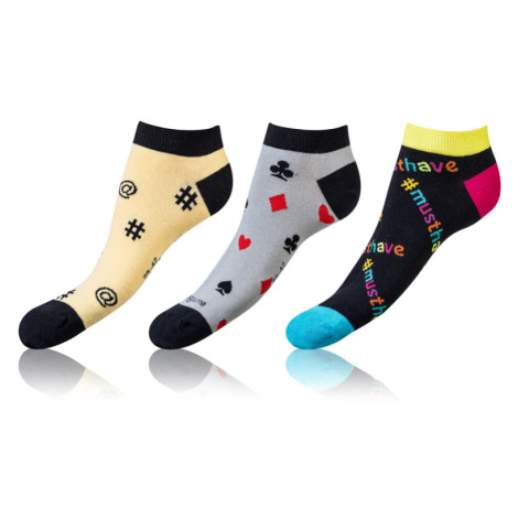 Bellinda CRAZY IN-SHOE SOCKS 3x - Moderné farebné nízke crazy ponožky unisex - žltá - čierna - s