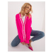 Fluo pink long women's sweater with buttons