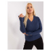 Navy blue plus-size sweater with viscose