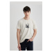 DEFACTO Slim Fit Crew Neck Printed Short Sleeve T-Shirt