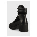 Kožené členkové topánky Tommy Hilfiger Heel Laced Outdoor Boot dámske, čierna farba, na podpätku