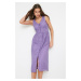 Trendyol dizajn fialové gombíky brode tkané šaty