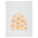 Reserved - Kvetinová bavlnená čiapka beanie - Oranžová