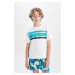 DEFACTO Boy's Crew Neck Printed Short Sleeve T-Shirt