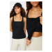 Trendyol Black Compression 2 Layer Padded Sports Bra Square Neck Knitted Sports Top/Blouse