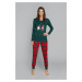 Women's St. Nicholas pyjamas, long sleeves, long legs - green/print