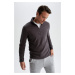 DEFACTO Regular Fit Stand-up Collar Fleece Sweatshirt