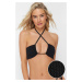 Trendyol Black Strapless Cut Out/Window Textured Bikini Top