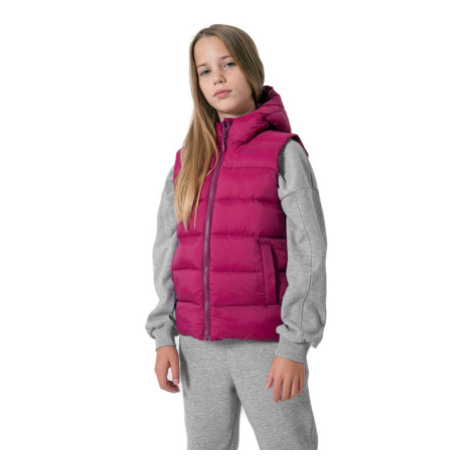 Dievčenská vesta 4F JUNIOR GIRLS JACKET JKUDP002-53S-DARK PINK