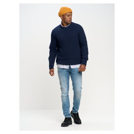 Big Star Man's Sweater 161005 Blue Wool-403