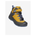 Žlté detské kožené členkové outdoorové topánky Keen Redwood Mid