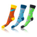 Bellinda CRAZY SOCKS 3x - Zábavné crazy ponožky 3 páry - oranžová - tmavo zelená - modrá