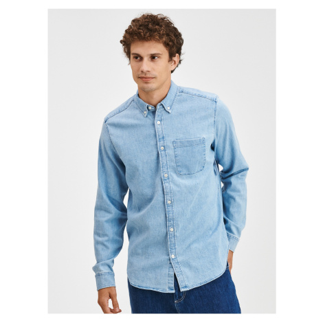 Modrá pánska rifľová košeľa denim shirt GAP