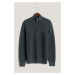 SVETER GANT TEXTURED COTTON H-ZIP ANTRACIT MELANGE