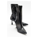 LuviShoes SPEZIA Women's Black Patent Leather Heeled Boots