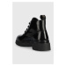 Kožené členkové topánky Gant Aligrey dámske, čierna farba, na plochom podpätku,