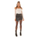 Sexy faux leather mini skirt with chain detail black