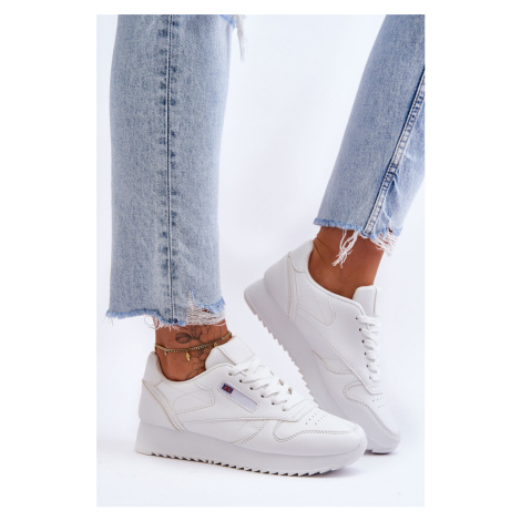 Sport shoes leather lace-up platform White Merida