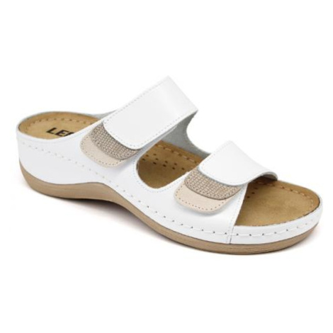 Leon 904 Dámska zdravotná celokožená obuv s prackou 39 - 25cm, biela, 4,5 cm