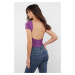 Trendyol Purple Backless Crop Cotton Stretchy Knitted Blouse